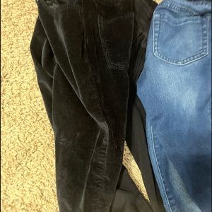 Girls Denim black velvet, black, and blue size 8-10 pants